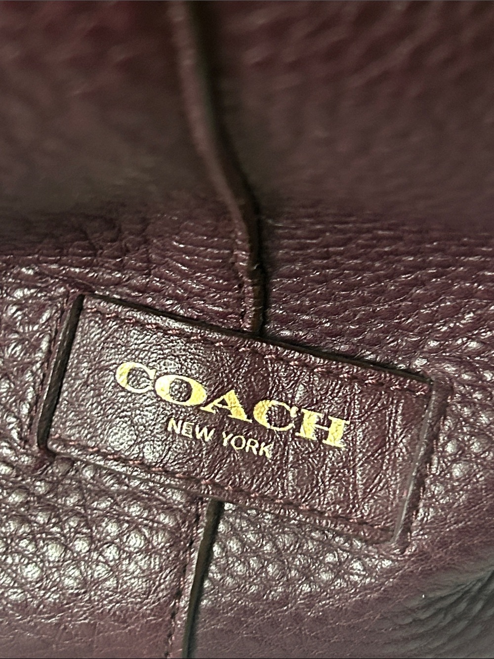 COACH Soft Legacy XI Eggplant Purple Pebbled Leather Drawstring Tote Bag Purse 🌺 - Picture 6 of 11